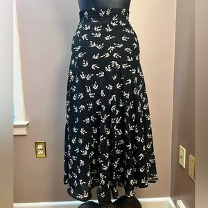 Lapis Black and White Floral Maxi Skirt Size Medium